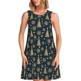 thumbnail image 1 of Fotbe Gold Snowflake Christmas Tree Vestido de Verano sin Mangas para Mujer – Vestido Midi Línea A, Estilo Camiseta Floral, Vestido Playero Casual y Fluido, 1 of 7