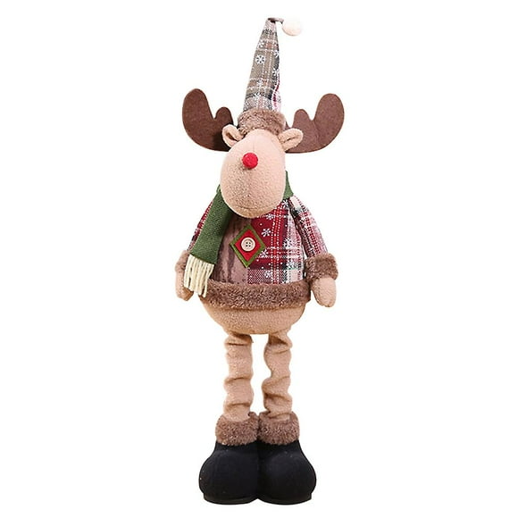 Christmas Standing Plush Santa Clause Decoration Ornament with Extendable Leg Plush Xmas Santa Stuffed Toy