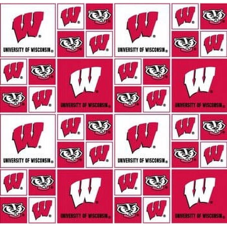 University of Wisconsin Fabric Fine Cotton Classic Geometric Design-Sold by the Yard