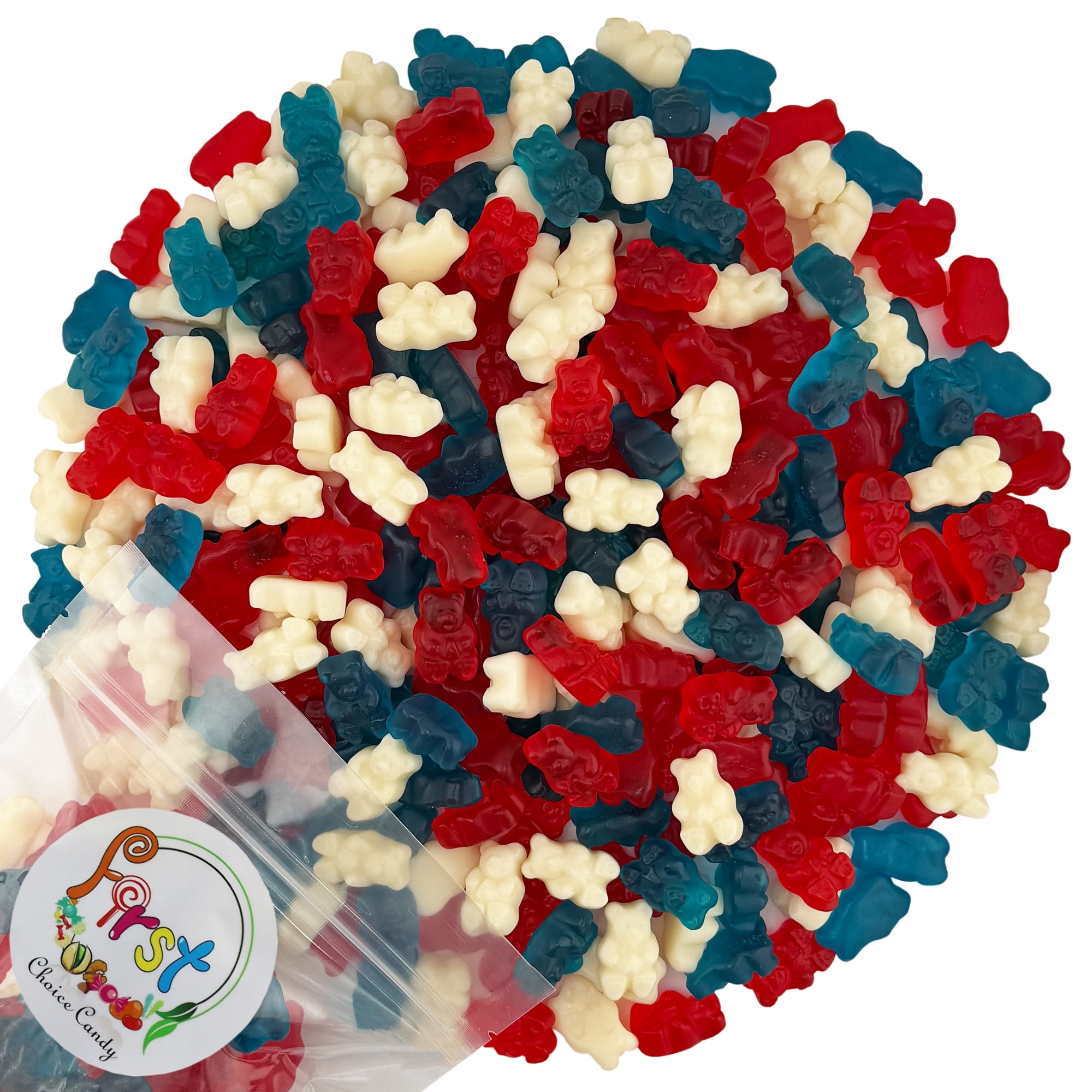 FirstChoiceCandy Sweet Gummy Bears USA Patriotic , Freedom Mix Sweet Bears - 2 Pound