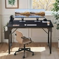 thumbnail image 2 of Furmax 40 Inch Office Desk Modern Computer Desk with Storage Bag Writing Table with Headphone Hook, Black, 2 of 8