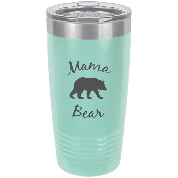 Mama Bear Stainless Steel Engraved Insulated Tumbler 20 Oz Travel Coffee Mug, Teal