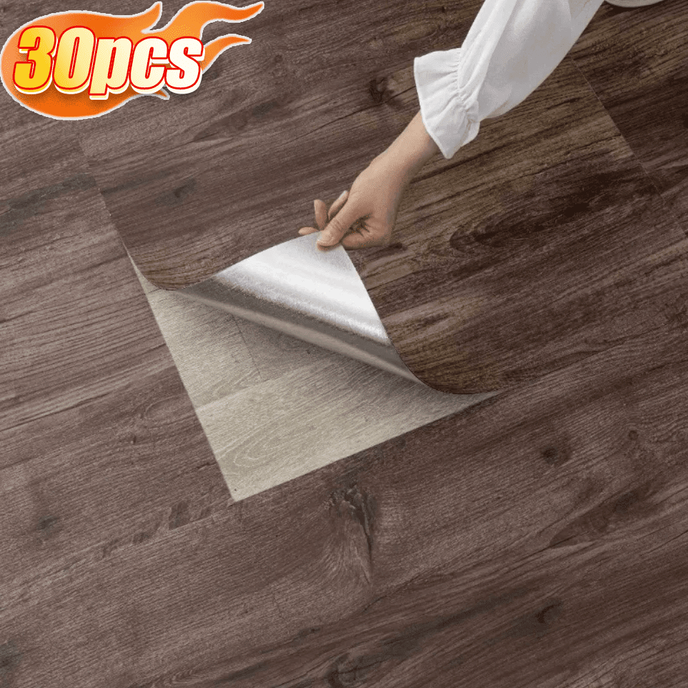 (30 Pack) Peel & Stick Floor Tile, 11.8"x11.8" Vinyl Wood Grain Self Adhesive Flooring