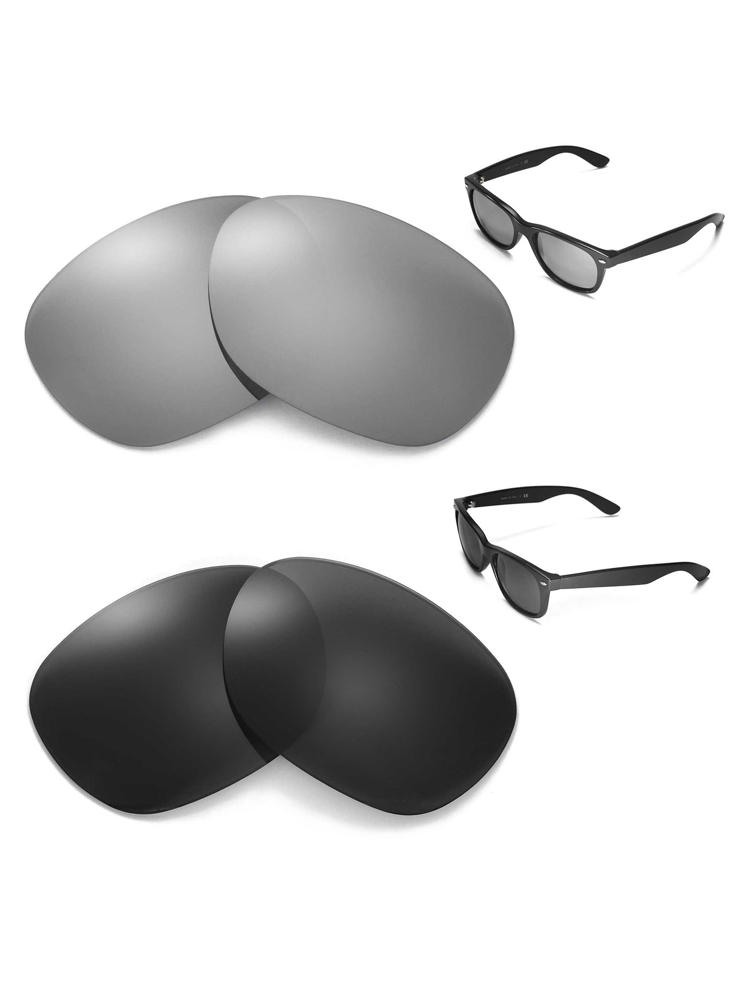 Walleva Polarized Titanium Black Replacement Lenses For Ray Ban
