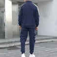 thumbnail image 4 of Yusimy Men's Solid Color 2-Piece Athletic Tracksuit Button-Down Collar Long Sleeve Zipper Pocket Sports Pants Casual, 4 of 8