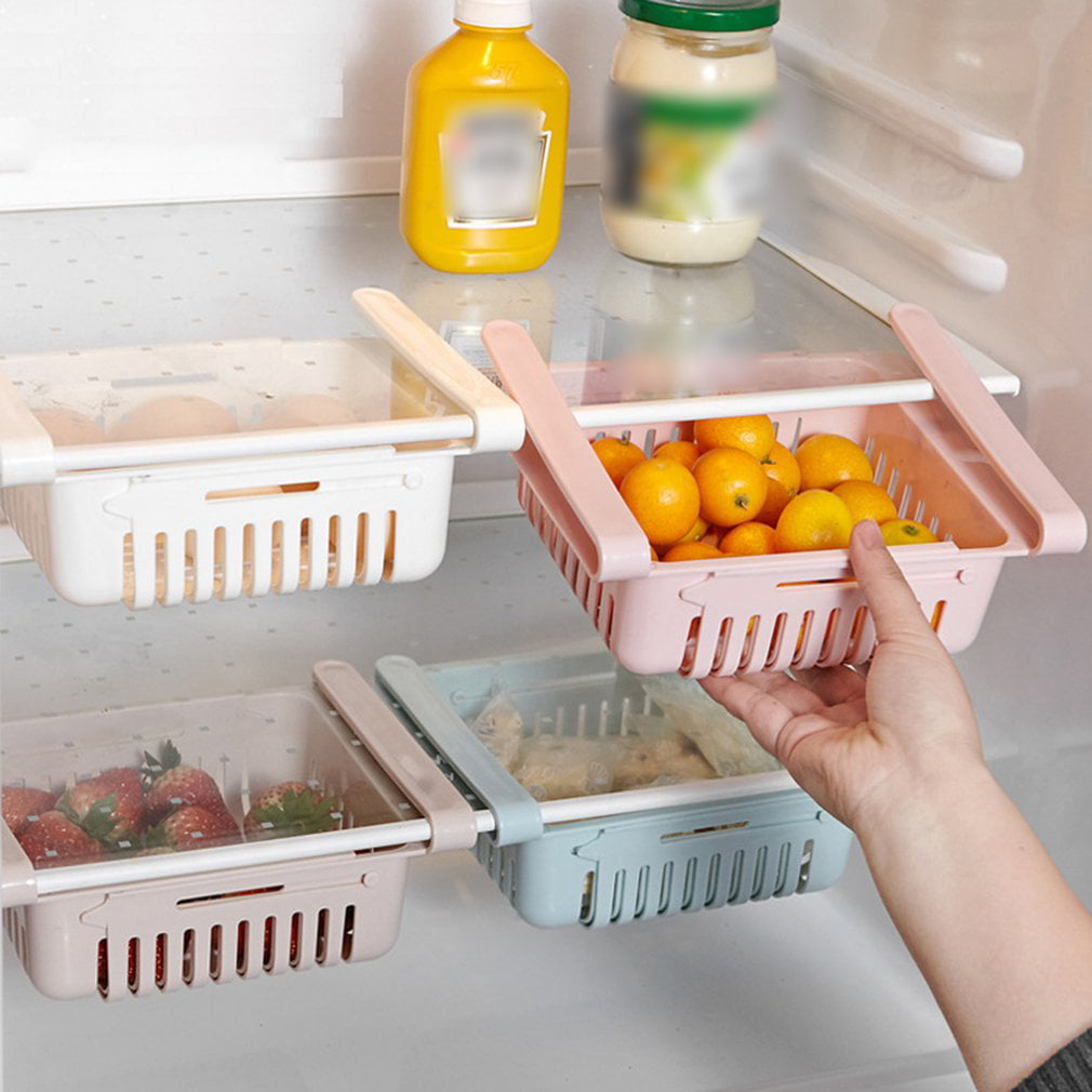 Pull-out Drawer Refrigerator Shelf Slide Fridge Storage Rack Kitchen Holder 
