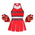 thumbnail image 4 of LiiYii Costumes de Cheerleading pour Filles, Crop Top avec Jupe Pom Pom Uniforme Lycée Rouge D 16, 4 of 5