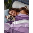 thumbnail image 6 of Twin XL Size Flat Sheet Only, Purple Ombre Soft Brushed Microfiber Bed Sheets, Modern Geometric Moire Abstract Art Hotel Quality Breathable Bedding Top Sheet, Easy Care, 66"x102", 6 of 9