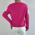 thumbnail image 4 of Women Sweater Elegant Floral Jacquard Knit Pullover Sweaters Stylish Comfortable Knitwear Fall Sweater Hot Pink XL, 4 of 4