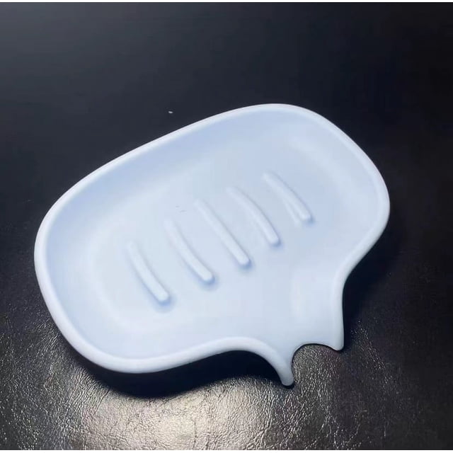 Juego de 2 (gris + blanco) jabonera de silicona para baño, jabonera de barra para ducha con bandeja de drenaje, jabonera de cascada para fregadero de cocina