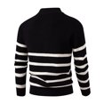 thumbnail image 3 of Wutalume Men's Round Neck Striped Colorblock Sweater with Half Zip Stand Collar Inner Slim Pullover, Versatile for Layering,Black L, 3 of 3