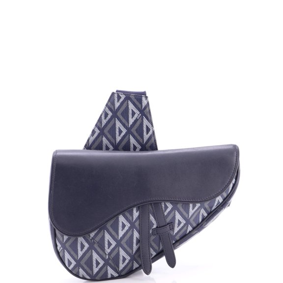 Pre-Owned Saddle Crossbody Bag CD Diamond Coated Canvas and Leather By Rebag
