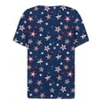 thumbnail image 4 of Camiseta de Mujer Camiseta Estampado Botón Manga Corta Diario Fin de Semana Moda Básico Cuello en V Top Regular Azul Marino/L, 4 of 5