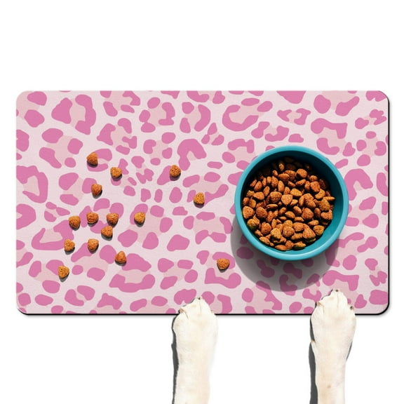 Pet Feeding Mat with Classic Leopard Spots Design, Durable Waterproof Dog Food Mat, Absorbent, Non-Slip, Quick Dry, Washable Mat Featuring Fashion and Texture
