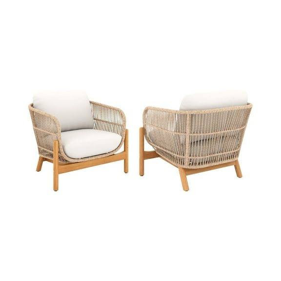 New Classic Furniture Solstice Wood Patio Club Chair in Linen Beige (Set of 2)