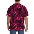 thumbnail image 3 of Lsque Burgundy Tie Dye print Men's Cuban Collar Short Sleeve Shirt Summer Beachwear Casual Button Down Fashionable Vacation Leisure Shirt-Small, 3 of 7
