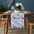 thumbnail image 2 of Valentine's Day Table Runner - 108 Inch Long, Kitchen Dining Table Runner Dresser Scarves, Blue Heart Love Modern Romantic Minimalist Farmhouse Decor for Coffee Tables Wedding Party Banquet, 2 of 8