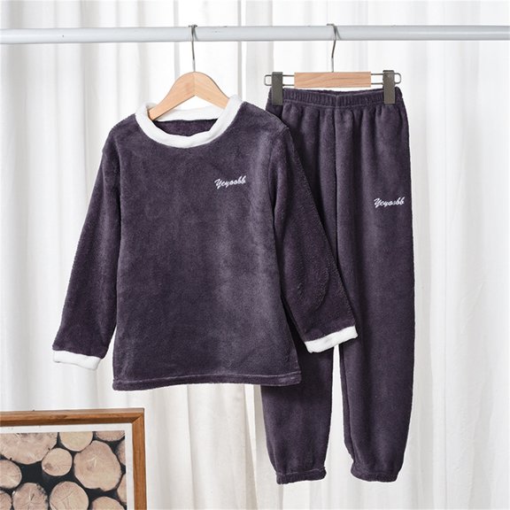 Shachafan Boys Flannel Pajama Warm Loungewear For Kids Cozy Two Piece Outfit With Long Sleeve Top And Pants Soft For Children Boys Fall Fashion