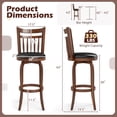 thumbnail image 3 of Costway 30” Swivel Bar Stools Set of 4 with Backs, Solid Wood Legs & Footrest for Home Bar Expresso, 3 of 9