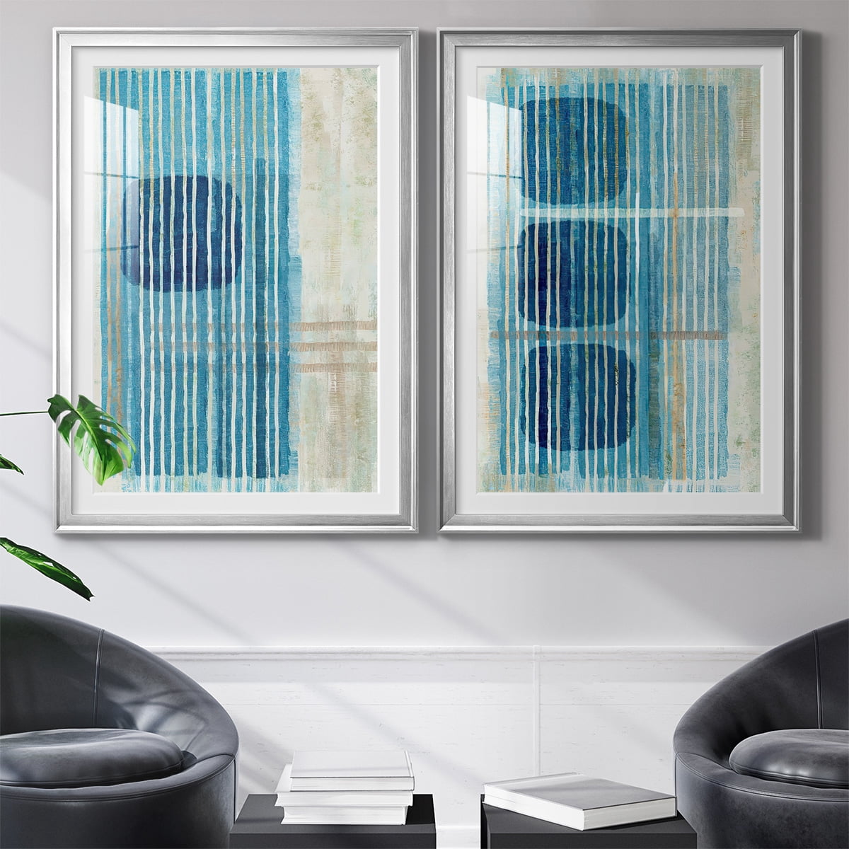 Wexford Home Blue Blue Horizon I Premium Framed Print, 26.5" x 36.5" - Ready to Hang, Silver (Set of 2)
