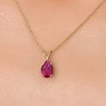 thumbnail image 3 of Gem Stone King 10K Yellow Gold Red Created Ruby Pendant Necklace for Women | 1.25 Cttw | Gemstone July Birthstone | Pear Shape 8X6MM | With 18 inch Chain, 3 of 6