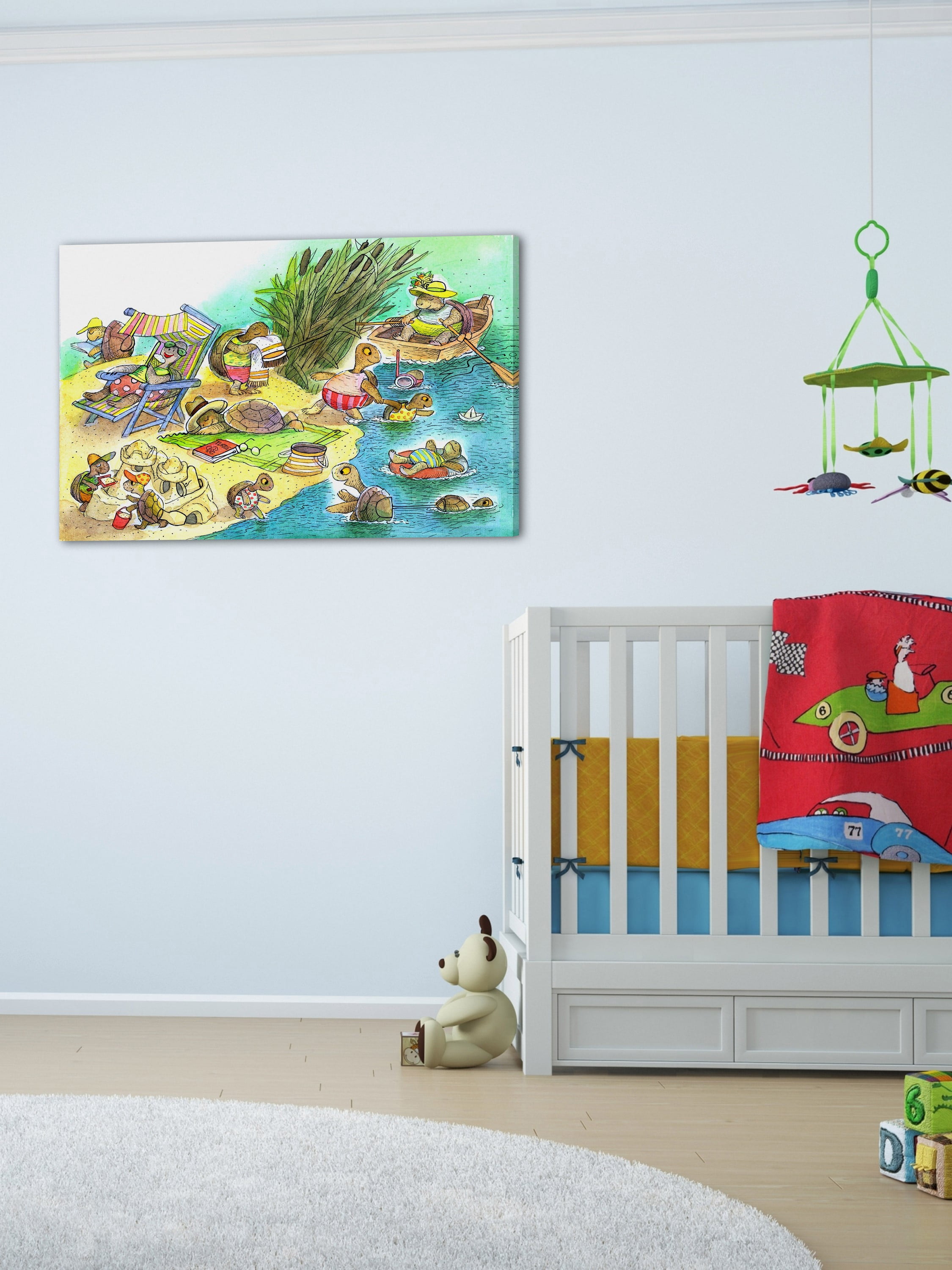"Turtle Beach Party" Painting Print on Wrapped Canvas
