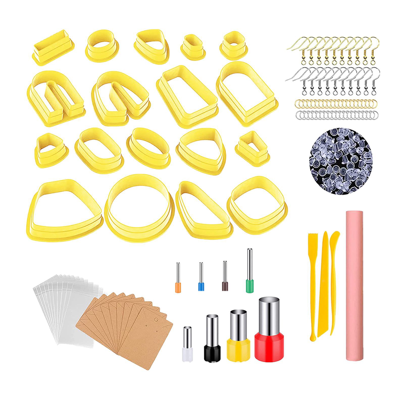 132Pcs Polymer Clay Cutters, 27Pcs Shapes Clay Earring Cutters with Earring  Cards, Earring Hooks Polymer Clay Jewelry Making Jump Rings Shape  Decorating Mold DIY Tools