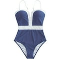 thumbnail image 1 of TSADFHJI Womens Plus Size Swimsuit Top Women's Triangle Swimsuit Splicing Large Size Solid Color Swimsuit Swimsuit S Blue, 1 of 4