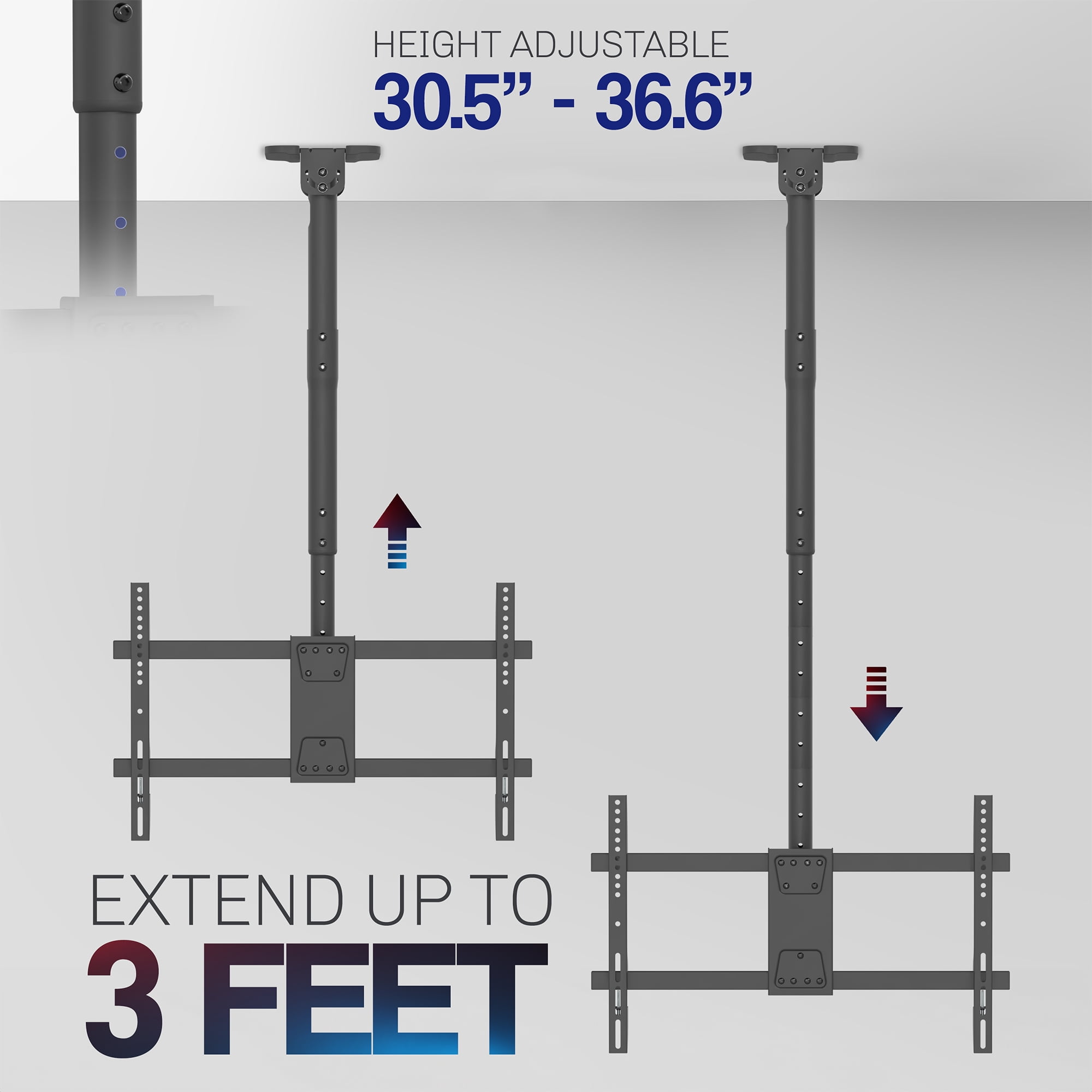 VIVO Extending Ceiling TV Mount for 43 to 86 inch Screens, 3ft Pole