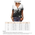 thumbnail image 5 of Mujer Verano Botón Cuello Camiseta Manga Corta Impreso Casual Suelto Jersey Top Negro L, 5 of 5