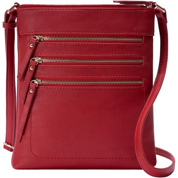 Crossbody Bag Functional Multi Pocket Messenger Purse Top Zip Closure Handbag With Adjustable Strap