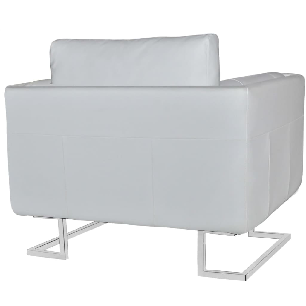 Kepooman Armchair with Wooden Frame for Bedroom, White Kepooman Armchair with Wooden Frame for Bedroom, White