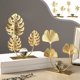 thumbnail image 1 of Escultura de metal con hoja de ginkgo y decoración de escritorio, estatua de pan de oro para estantería y decoración de mesa en la oficina, 1 of 6