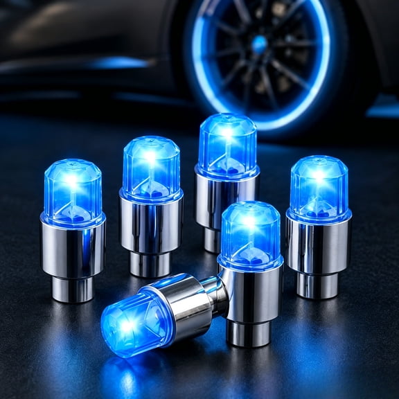 6 Pack Universal Fluorescent Tire Valve Caps, LED Wheel Stem Lights for Car Bicycle Motorcycle SUV Truck