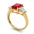 thumbnail image 2 of 2.82 ct Emerald Cut Simulated Ruby 3 Stone 14K Yellow Gold Womens Engagement Ring, 2 of 5