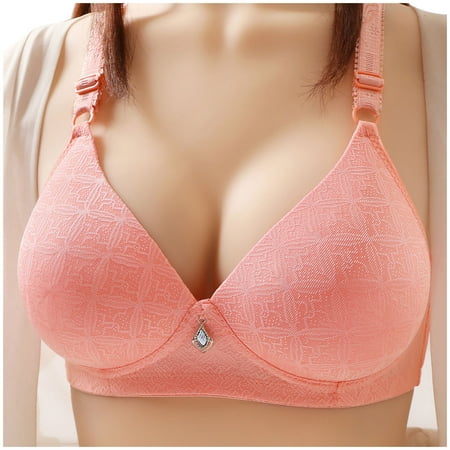 Blphud Best Bras for Women Womens Bras Comfortable Wide Band Women Soild Color Wireless Sports Seamless Push Up Adjustable Yoga Sleep Large Bra Comfortable Soft Bustier Pink 42