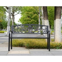 FDW Outdoor Durable Steel Garden Bench - Black