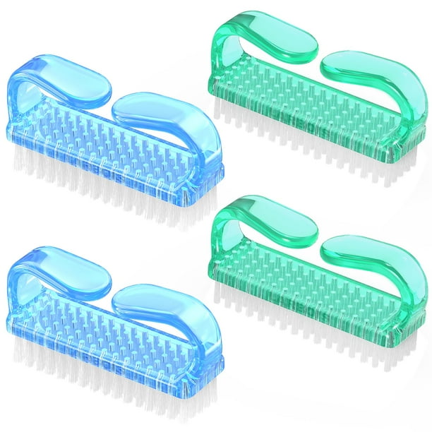 Larbois Mango Grip Cepillo de uñas Mano Cepillo de uñas Limpiador Kit de fregado Pedicura para dedos de los pies y uñas Hombres Mujeres (paquete de 4)