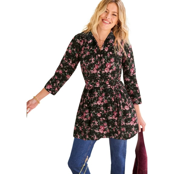 Woman Within Plus Size Perfect Pocket Long Shirt