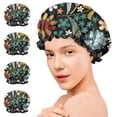 thumbnail image 7 of Shower Caps,Pioneer Flower Floral Print Pattern Waterproof Shower Cap for Women 4 Pieces,Double Reusable Hair Cover for Shower PEVA Elastic Stretch Hem, 7 of 7