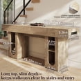 thumbnail image 2 of OMCHOM Console Table 78.4 Inch Farmhouse Wood Entryway Sofa Table, Built-in USB Charging Station, Narrow Behind Couch Style with Storage Shelves for Hallway Foyer Living Room Decor(Beige), 2 of 7