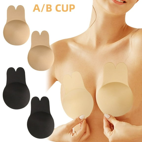 TRIANU 2 Pairs Sticky Bras, Adhesive Bras Invisible Lift Up Bra Stick On Backless Bras Nipple Covers Strapless Bras for Women's A/B Cup