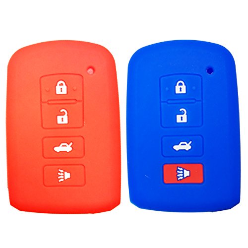 Coolbestda 2Pcs 4buttons Key Fob Cover Skin Remote Case Keyless Entry Holder Shell for 2016 2015 2014 Toyota Avalon Camry Corolla RAV4 Highlander Red