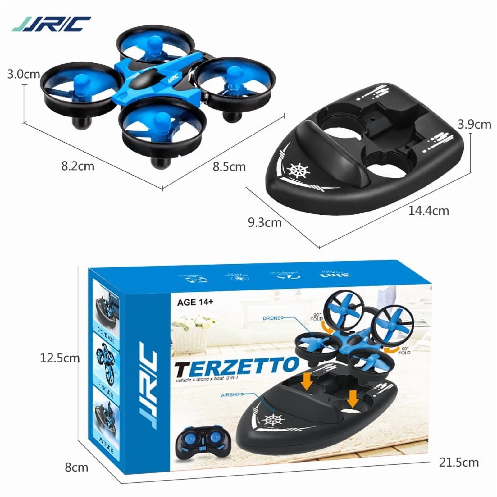 JJRC TERZETTO 3 - in - 1 Triphibian Remote Control Toy - Headless Mode, 360 °   Flips, 2 Speed Modes