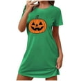 thumbnail image 4 of Oksale Cute Pumpkin Graphic Nightgowns for Women Short Sleeve Night Gown Halloween Shirt Sleep Dress Casual Crewneck Short Loungewear Soft Cooling Comfy Pajama 2025 Green XXL, 4 of 4