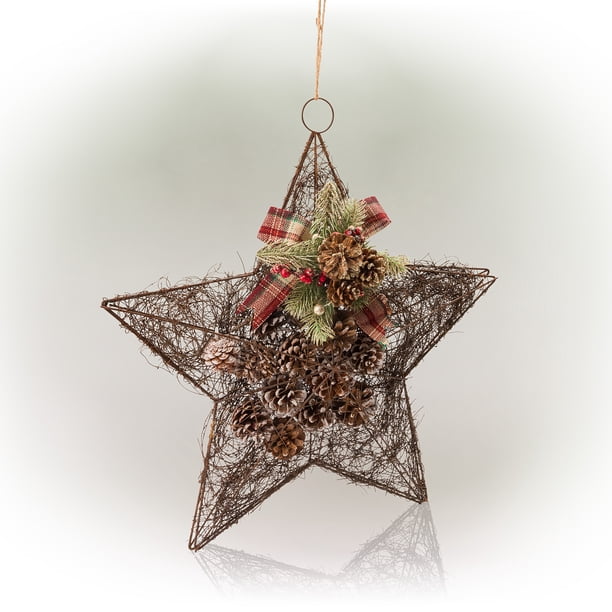 Alpine Corporation 20Inch Rustic Pinecone Christmas Star