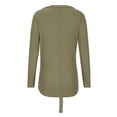 thumbnail image 7 of Women's Waffle Knit Tunic Blouse Tie Knot Henley Tops Loose Fitting V Neck Bat Wing Plain Shirts Sweater for Women, 7 of 7