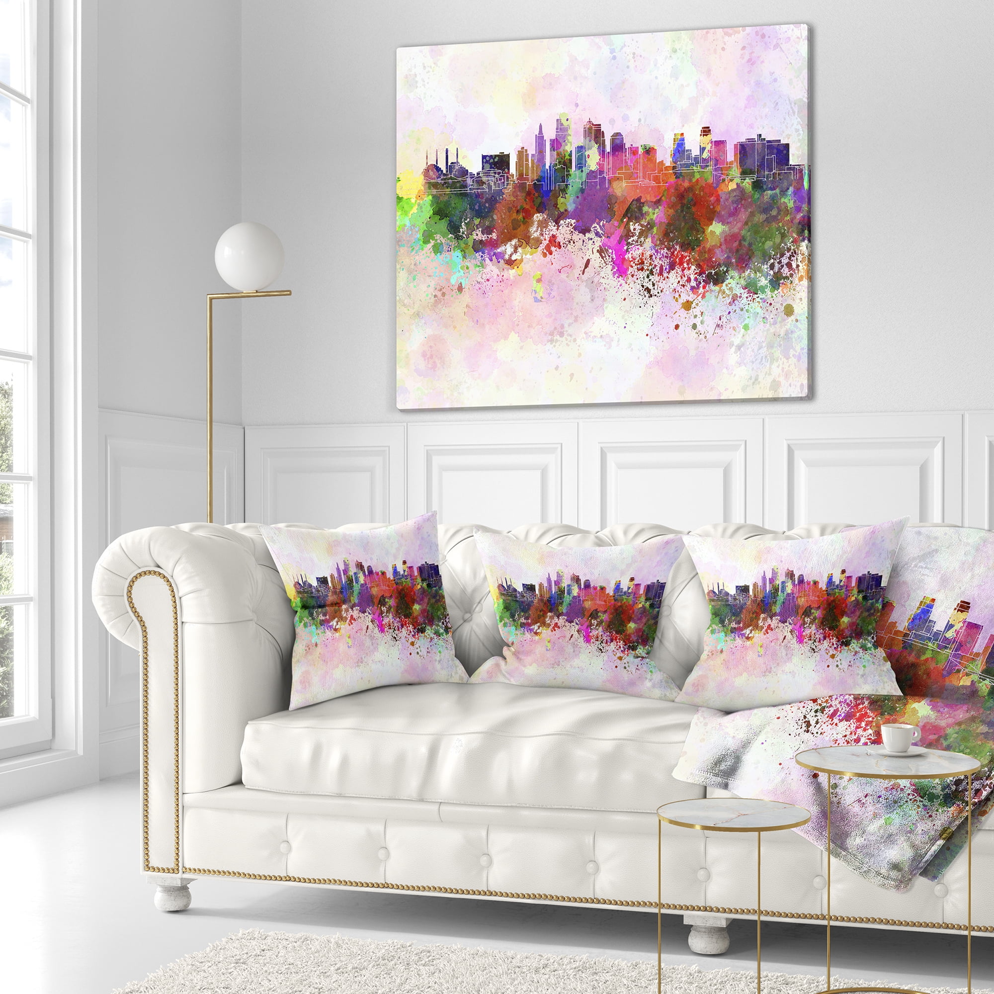 Designart Kansas City Skyline - Cityscape Throw Pillow - 16x16