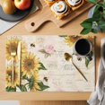thumbnail image 2 of Sunflower Placemats Set of 8, Farmhouse Floral Bee Brown Vintage Pink Yellow Placemats for Dining Table, Place Mats for Kitchen Tabletop, Waterproof Wipeable Dining Table Mats Set, 2 of 9