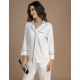 thumbnail image 5 of Moomaya Women's Cotton Jersey Pajama Set - Ultra-Soft, Button-Down Sleepwear With Notch Lapel Shirt, 5 of 8